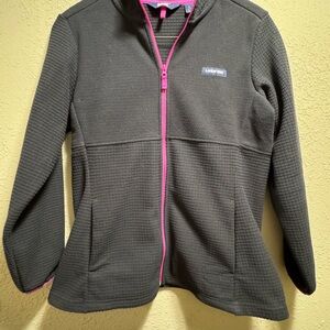 Lands' End Women's Olive Sweater with Pink Trim